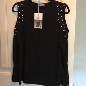 Pearl cold shoulder top